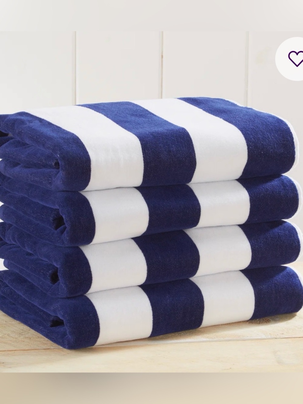 Navy and White Striped Bath Towel - Classic Home. Set of four